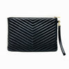 SAINT LAURENT Chevron Clutch Bag Schwarz mit Gold Logo Medium 5TSLB25122 148409677 [P]