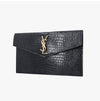Saint Laurent Cassandra Monogram Crocodile Embossed Envelope Clutch with Gold Hardware Small 157954770 [P]