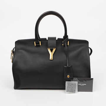 Saint Laurent New Cabas Chyc Medium Leather Tote Bag Black 159406058 [P]