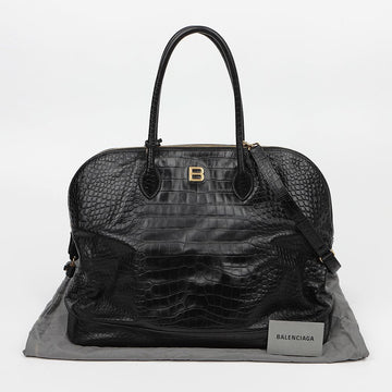 Balenciaga Top Handle Tote Shoulder Bag Crocodile Pattern Black 159831396 [P]