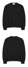 AMI Men's Small Heart Logo V-Neck Wool Cardigan 155990887 [P]