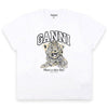 Ganni Women's Basic Jersey Leopard Relaxed Short Sleeve (White) T41243575 943 150975787 [P]