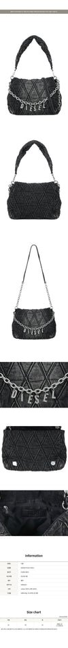 Diesel Black Quilted Denim Medium Shoulder Bag 161407708 [P]