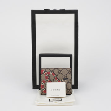 Gucci Snake Print GG Supreme Canvas Bi-Fold Wallet 160961625 [P]