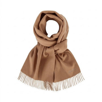 MaxMara Embroidered Logo Wool Muffler Camel 2524546052600 005 161411053 [P]