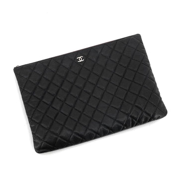 CHANEL Klassische Caviar Silber Clutch Groß 161413248 [P]