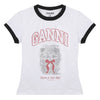 GANNI ホワイト クロップ キティ Tシャツ A1050030-151 152598922 [P]