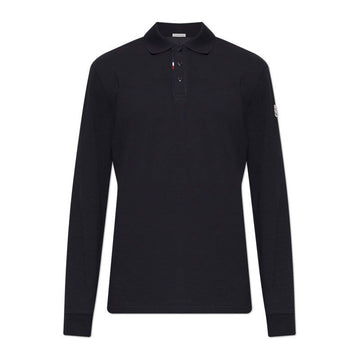 MONCLER Langarm Polo-Shirt mit Logo-Patch Schwarz L20918B00003 89A16 77X 161506715 [P]
