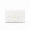 CHANEL Weißes Innenchip-Kartenetui aus Kaviarleder 5VCHW28206 138407935 [P]