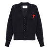 AMI Herz Logo V-Ausschnitt Strickjacke Schwarz 23SS 009 45506664 [P]