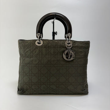DIOR Damentasche Cannage khaki Silbermittel (Vintage, Rarität) 161826007 [P]