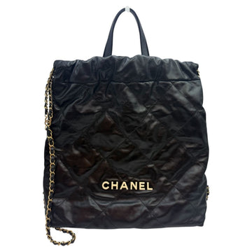 CHANEL 22 Backpack Medium AS3313 Schwarz Weiß Lackiertes Metall 161841300 [P]