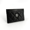 CHANEL Caviar Silver-Accent Card Holder Wallet 161844069 [P]