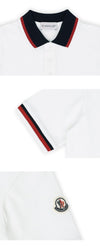 Moncler Kids Wappen Patch Color Block Short Sleeve Polo (Ivory) 8A00002 89ALK 034 8,10A 128666038 [P]