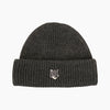 Maison Kitsune Fox Head Large Wool Charcoal Beanie 161887190 [P]