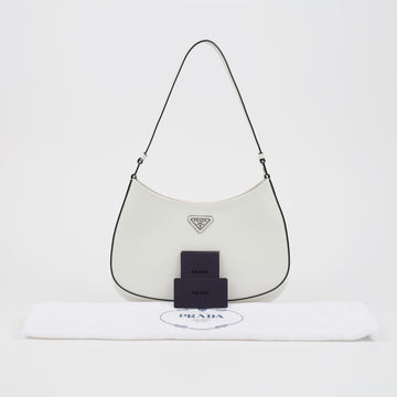 Prada Cleo Brushed Leather Shoulder Bag White 159886148 [P]
