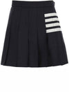 Thom Browne 4-Bar Stripe Drop-Back Plain Weaving Wool Pleated Short Skirt 133045403 [P]