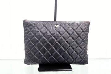 CHANEL Caviar Mittel Silber Clutch Schwarz 162029953 [P]