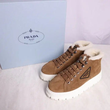 Prada Suede Shearling Boots Sneakers 36.5 162092240 [P]