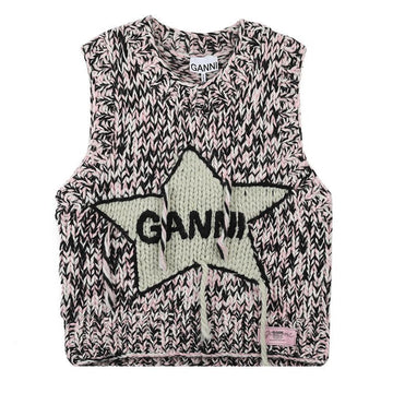 Ganni Pink Graphic Women's Wool Knit Vest 124442522 [P]