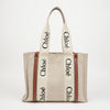 Chloe Medium Tote Bag Linen Canvas White Brown 161768703 [P]