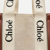Chloe Medium Tote Bag Linen Canvas White Brown 161768703 [P]