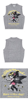 Ganni Women's Graphic Intarsia Knit Vest 156156984 [P]
