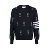 THOM BROWNE Merinowolle Strickpullover mit Ikonenmuster Navy MKA388A Y1002 415 158461849 [P]