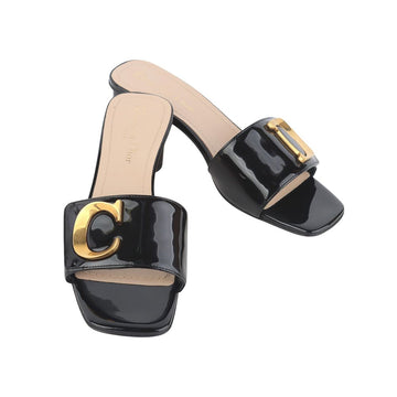 Dior Gold CD Chest Mule Heel Sandals Size 37 37912K-2 162251532 [P]