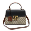 GUCCI GGスプリーム キャンバス ブラック レザー パドロック スモール トップハンドル 2WAY 453188 162331870 [P]