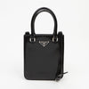 Prada Triangle Logo Small Brushed Leather Tote Bag Black 162104559 [P]