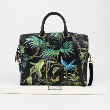 GUCCI Schwarze tropische Druck Leder Aktentasche 161830547 [P]