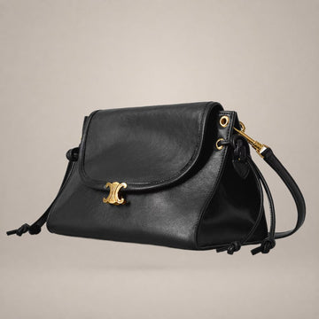 Celine Soft Triomphe Little Wedge Suppl Shiny Lambskin Small Black 162507054 [P]