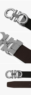 Salvatore Ferragamo Gancini Black/Brown Reversible Belt 155990076 [P]