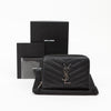 SAINT LAURENT グラン・ド・プードル・レザー・モノグラム・コンパクト・ジッパー・アラウンド・財布・ブラック・シルバートーン 162255192 [P]