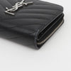 SAINT LAURENT グラン・ド・プードル・レザー・モノグラム・コンパクト・ジッパー・アラウンド・財布・ブラック・シルバートーン 162255192 [P]