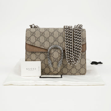 GUCCI ミニ GG スプリーム キャンバス ディオニサス ショルダー クロスバッグ ベージュ スウェード 162106955 [P]