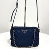 Prada Triangular Logo Nylon Quilted Chain Shoulder Bag Navy 162734390 [P]