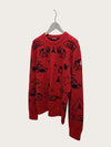 Moncler Red Logo Ski Alpine Pattern Round Neck Knit 162847814 [P]