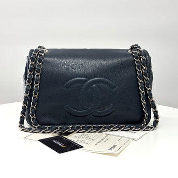 CHANEL Caviar Flap Chain Shoulder Bag Navy 162849019 [P]