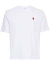 AMI Heart Logo Chain Stitch Loopback Organic Cotton T-Shirt BFUTS005 726 100 133032348 [P]