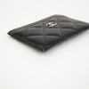 CHANEL Klassischer Caviar Kartenhalter Schwarz mit Silberverzierung 162241452 [P]