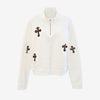Chrome Hearts Leopard Cross Leather Patch Half-Zip Sweatshirt S White 4EWZDAWD 162874338 [P]