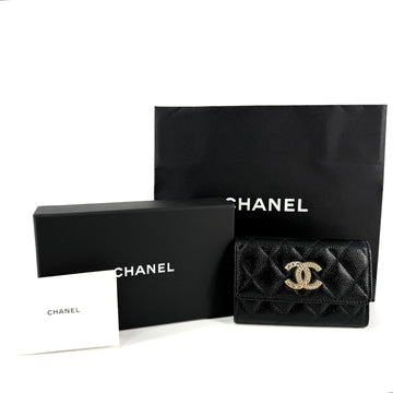 CHANEL Caviar Flap Card Holder 162890193 [P]