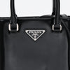 Prada Triangle Logo Small Brushed Leather Tote Bag Black 162358514 [P]