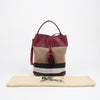 Burberry Medium House Check Canvas Bucket Shoulder Bag Burgundy 162358759 [P]