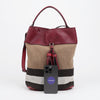 Burberry Medium House Check Canvas Bucket Shoulder Bag Burgundy 162358759 [P]