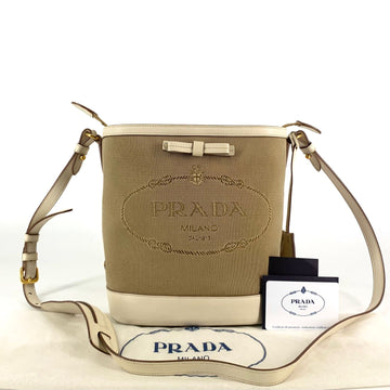 PRADA ジャカード三角ロゴバケットバッグクロスバッグ 1BE021 162952051 [P]