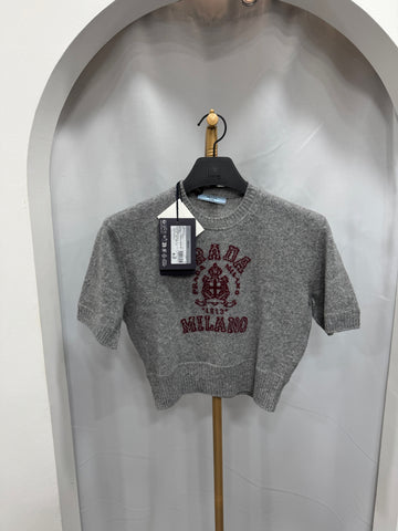 PRADA Neu gestricktes Cashmere Kurzarm-Pullover Größe 38 163060769 [P]