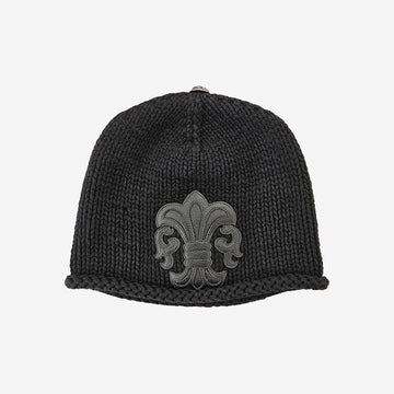 CHROME HEARTS Flare Leder Patch Beanie Schwarz 461KCBM1 162848087 [P]